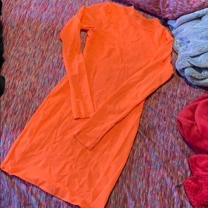 See through orange dress